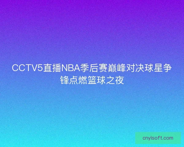 CCTV5直播NBA季后赛巅峰对决球星争锋点燃篮球之夜